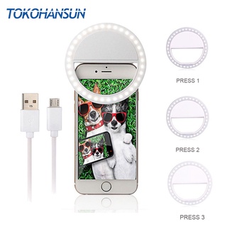 TOKOHANSUN Usb Charging Selfie Ring Led Phone Light Lamp Mobile Phone Lens LED Sefie Lamp Ring Flash