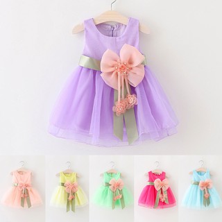 Baby Girls Summer Princess Party Bow Dress