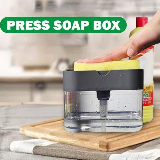 READY STOCK Sponge Rack Dispenser Soap Pump & Sponge Caddy Bathroom Kitchen Organizer Cleaning Accessories (3)
