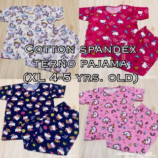 XL Girls cotton spandex terno pajama for kids 4 to 5 yrs old Hello Kitty Unicorn