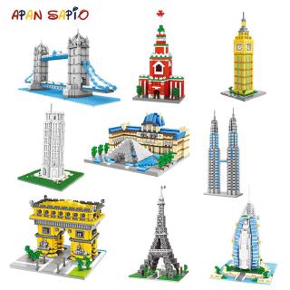 Mini Building Blocks World Famous City Architecture Model Educational Mini Bricks LEGOe building model bricks Toys for Children kids Gifts