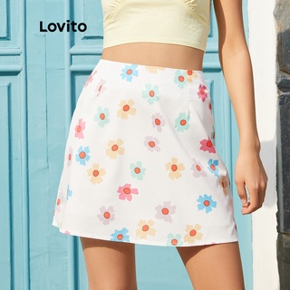 Lovito Casual Bottoms Floral Print Skirts L14D023 (White)