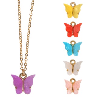【JS405】Color Acrylic Butterfly necklace earrings set Accessories for women