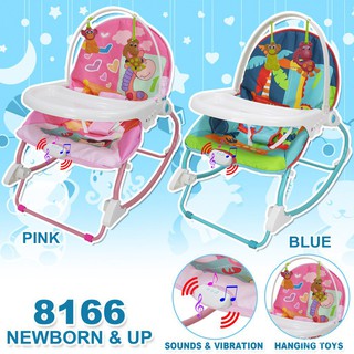 Baby Love 8166 Baby Rocker Portable Rocking Chair 2 in 1 Musical Infant to Toddler Dining Chair QYV