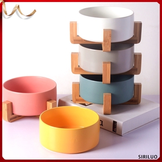 【Ready Stock】Ceramic Bowl Nordic Wooden Stand Salad Bowl