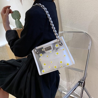 Summer sun flower bag female 2021 new fashion messenger bag ins transparent jelly daisy women shoulder bag