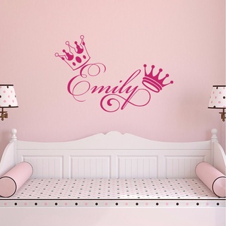 Girls Name Wall Decals Personalized Sticker Crown Baby Girl Nursery Decal Bedroom