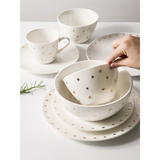 Nordic stars tableware gold ceramic home rice bowl single soup bowl salad bowl
