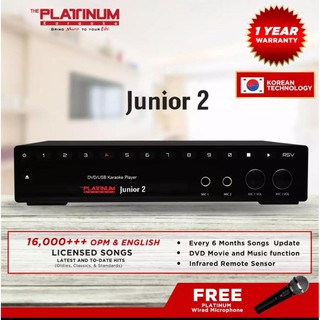 The Platinum Karaoke KS-10 Plus Junior 2 Player with 16,000++ songs / Free Platinum Wired Microphone
