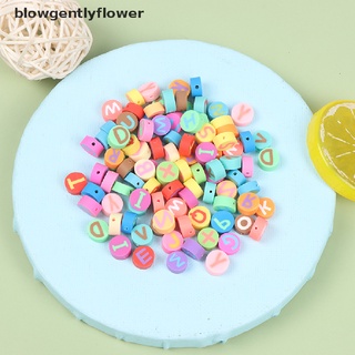 Blowgentlyflower 100Pcs 10mm Polymer Clay Letters Beads Spacer Loose Beads for Jewelry Making BGF