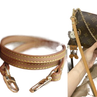 ◘♗☁Leather handle tree cream vegetable tanned color changing leather bag with crossbody belt LV Mahjong bag replacement