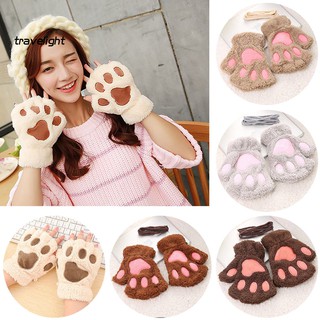 〖TL〗Cute Fluffy Bear/Cat Plush Warm Soft Half Covered Gloves Mittens Gift Decoration