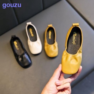 Girls leather shoes 2021 autumn new girl shallow mouth single shoes Korean egg roll shoes fashion soft sole foot grandma shoes