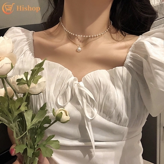 Hi/ Korean Style Pearl Necklace Choker Gold Chain Fashion Pendant Women Jewelry Accessories