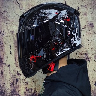 Motorcycle helmet electric car full face helmet double lens racing helmet