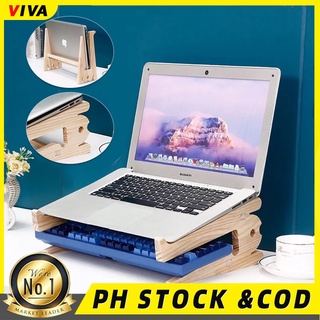 COD Universal Wood Laptop Stand for 10-18 Inch Notebook Macbook Storage Detachable Wooden Holder