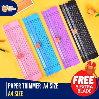 Paper Trimmer Cutter A4 Size Portable Officom with FREE 5 EXTRA BLADE Manual Cutting Tool