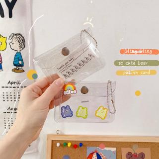 Japanese Korean Fashion Cute Ins Modern Bling Shining Transparent Portable Coin Card Wallet Bag For Ladies Women Girl Student