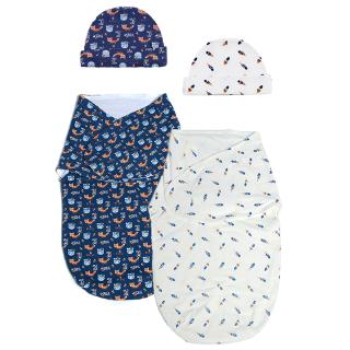4 pcs/pack Newborn Baby Swaddle Wrap with hat for 0-3 month Infant Baby Sleeping Bag