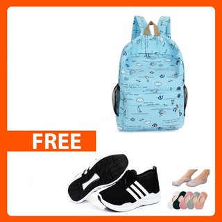Baby J. Canvas Day Buy One Canvas Backpack Free Korean Low Cut Shoes & Socks