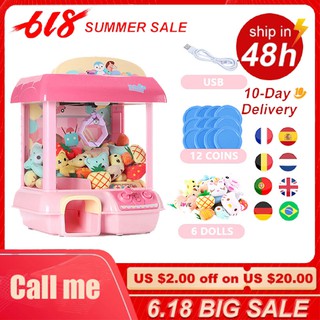 DIY Doll Machine Kids Coin Operated Play Game Mini Claw Catch Toy Crane Machines Music Doll Children