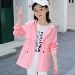 Cash on deliveryGirls coat 2021 new Korean version of the children's casual windbreaker spring and autumn long pink coat tide