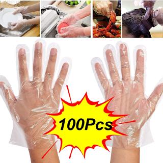100Pcs/Bag Disposable PE Plastic Glove Hygiene Restaurant Dishwashing Thin Housework Cleaning Gloves