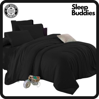 Sleep Buddies PremiumBlack 3 in 1 Bedsheet Set (2 Pillowcases & 1 Fitted Sheet)