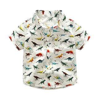 Boy Cartoon Dinosaur T-shirt Casual Short Sleeve Tops Baby Clothes Kids Korean Top