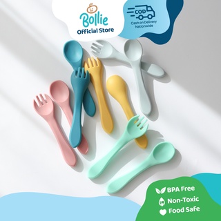 Bollie Baby Silicone Long Handle Spoon and Fork Set