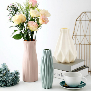 Augusta Fulingqu-Origami Plastic Vase Milky White Imitation Ceramic Flower Pot Flower Basket Flower