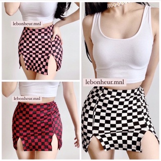 bonheur | Dice skirt - checkered skirt checkered dice two side slit mini skirt x lebonheur.mnl