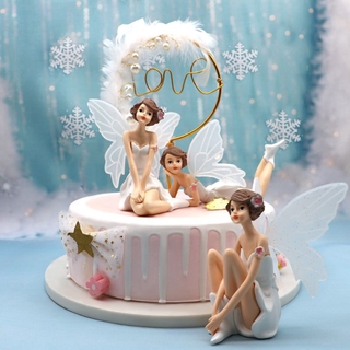 3pcs Flower Fairy Pixie Fly Wing Family Miniature Dollhouse Garden Cake Decor