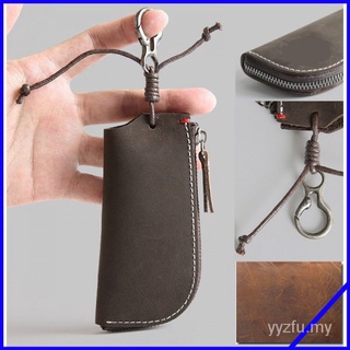 100% Genuine Leather Car Key Case Multifunctional Men Key Holder Zip Key Pouch#China Spot# bnNr B5QL