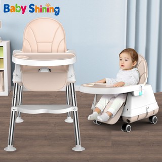 Baby Shining Highchair Dining Chair Feeding Chair Booster Seat With Wheel Feeding Seat Foldable Port