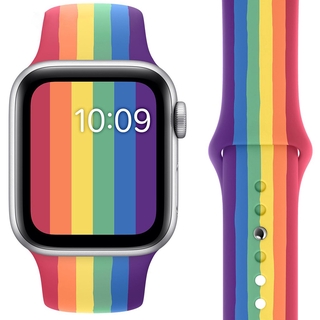Rainbow Silicone strap for Apple Watch band 44mm 42mm iwatch series 5 4 3 2 1 wristband 40mm 38mm pulseira smart watch