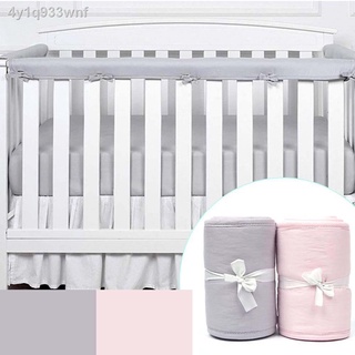 baby♧◈◄MXMUSTY Solid Color Crib Rail Cover Cotton Cradle Anti-bite Protector 3-Piece Breathable Padd