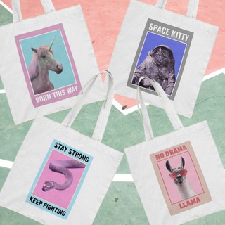 Sassy Relatable Animal Prints Canvas Tote Bags 13x15"