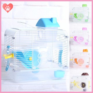 Crystal Pet Cage Hamster Cottage Double Layer House for Hamster Golden Hamster Pet