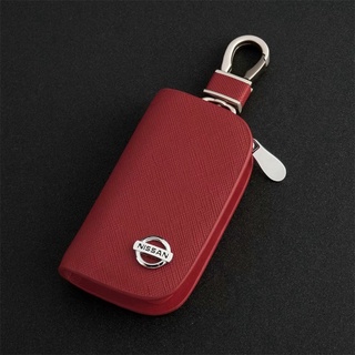 NISSAN Car Key Holder Leather Smart Remote Cover Fob Case KeyChain Pouch Keyring Altima Navara leaf
