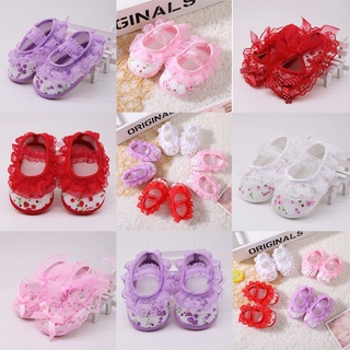 □☁Cute Non-Slip Princess Girls Lace First Walkers Shoes