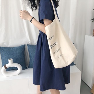 Korean Version Chic Literary Canvas Bag Versatile Handbag (4)