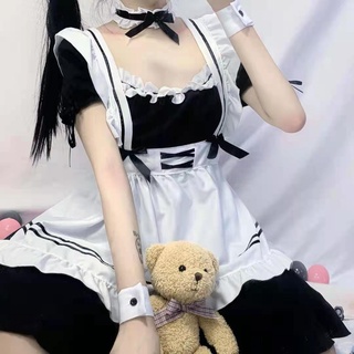 Maid Japanese COS Cute Student Dress Lolita Set Two Dimension (5)