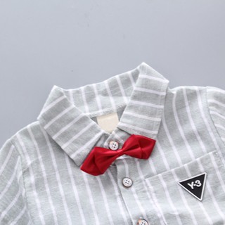 Baby Boy Fashion Sstriped Tie T-shirt Jacket + Jeans Set (5)