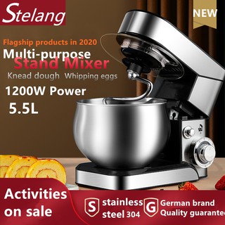 【NEW】 1200W mixer 5.5L chef machine Household table stainless steel dough mixer electric egg beater■
