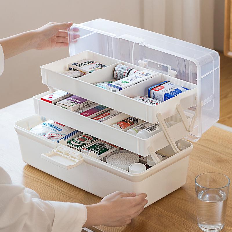 Transparent Plastic Medical Box Portable Household Multi-layer Storage Container First Aid Kit