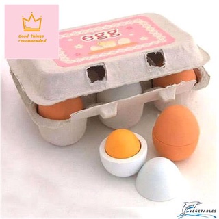 VD ❀6Pcs wood egg kids kitchen food cooking toys