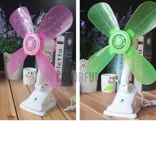 4 blends Fan Home Electric Fan W/ Clip, Clover Fan Anti-Heat Portable Clip Electric Fan