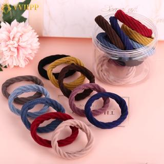 20 Pcs/box Striped Wave Grid Hair Rope 4 Types Solid Color Hair Band Women Student Hair Accessories