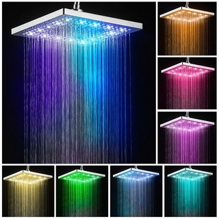 7 Colors Auto Changing LED Shower Square Head Light Home Water Bathroom Rain Top (1)